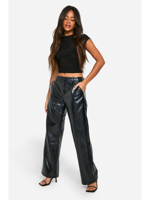 Прямі брюки Croc Pu з низькою посадкою