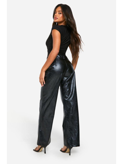 Прямі брюки Croc Pu з низькою посадкою