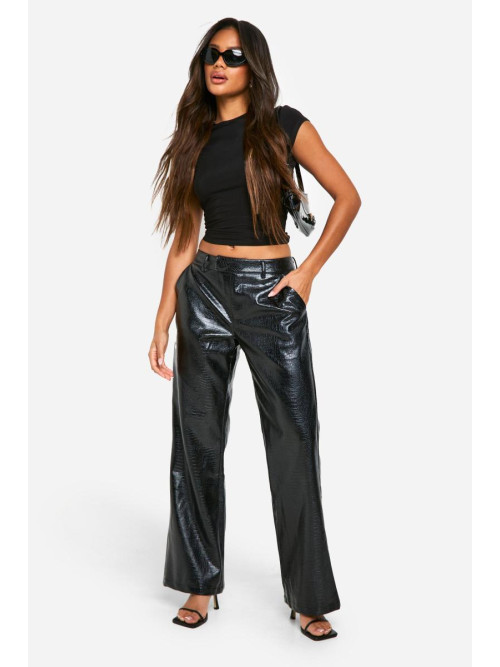 Прямі брюки Croc Pu з низькою посадкою