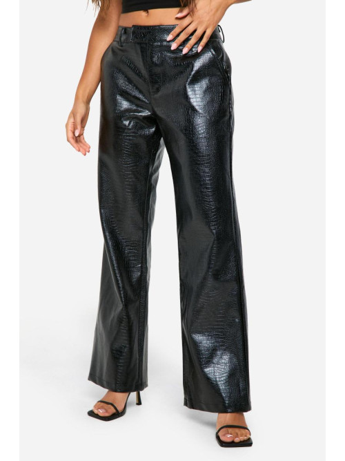 Прямі брюки Croc Pu з низькою посадкою