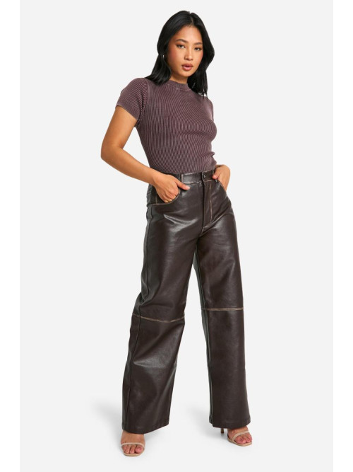 Маленькі вінтажні широкі брюки зі штучної шкіри