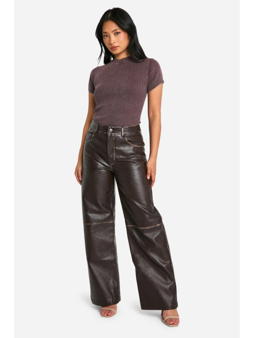 Маленькі вінтажні широкі брюки зі штучної шкіри