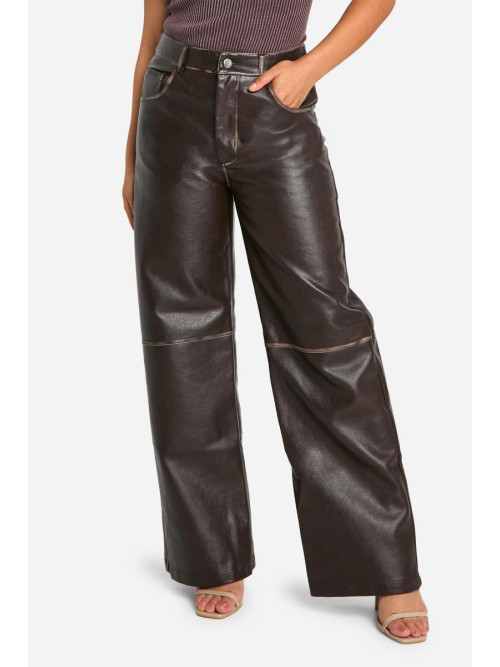 Маленькі вінтажні широкі брюки зі штучної шкіри