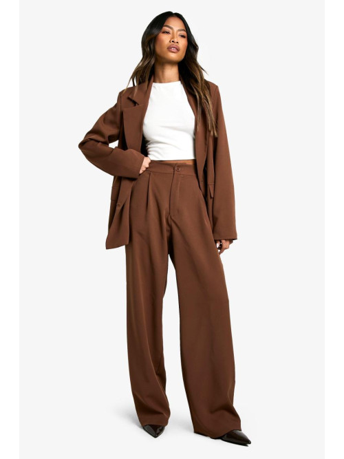 Тканий плісирований брюк з прямими ногами