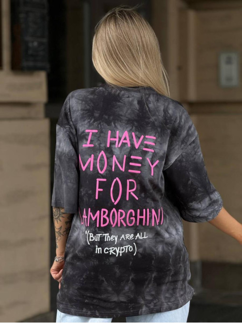 Футболка тай дай I have money for Porshe 