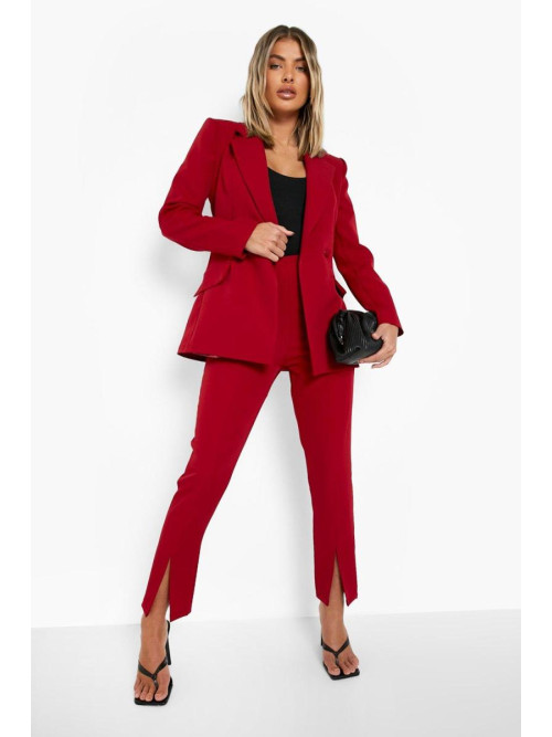 Приталені брюки з розрізом спереду