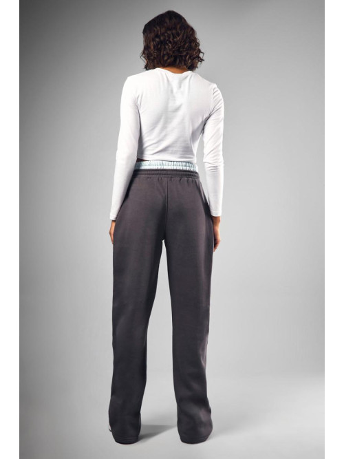 Високий джоггер з контрастною талією і широкими ногами