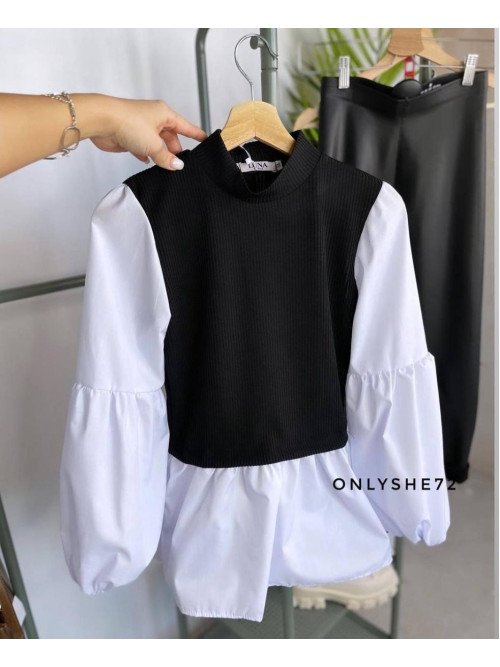 Кофтинка комбінована з мʼякої ангори рубчик 