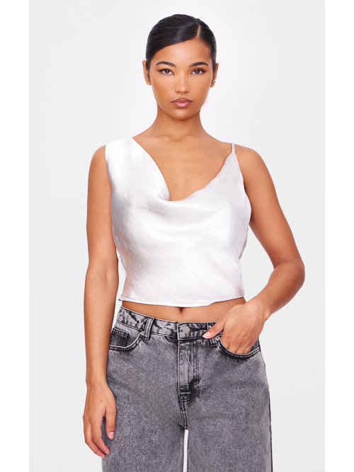 Сірий металевий атласний капюшон з довгим верхом