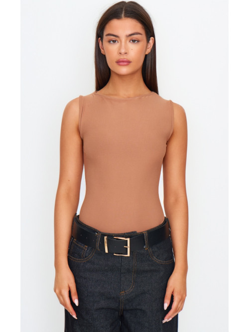 М'який топ без рукавів з вирізом-човником Mocha