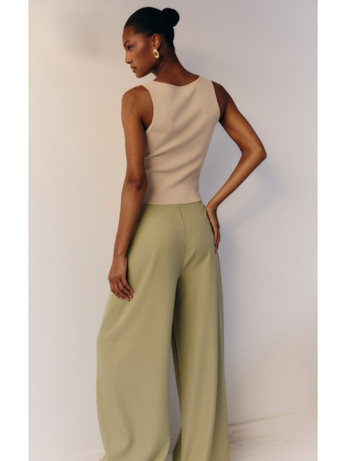 Шавлія зеленого потягуючих плетених деталей широкі штани для ніг