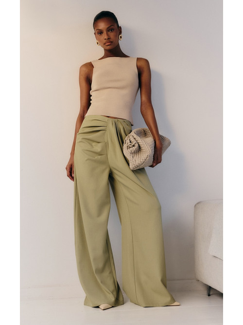 Шавлія зеленого потягуючих плетених деталей широкі штани для ніг