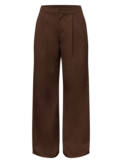 Темно -коричневі преміум -ткані з побогованими штанами з широкими ногами