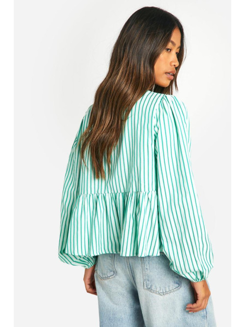 Комбінезон з довгим рукавом із зав’язкою спереду в зелену смужку