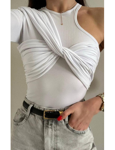 Боді один рукав з асиметричним драпіруванням 