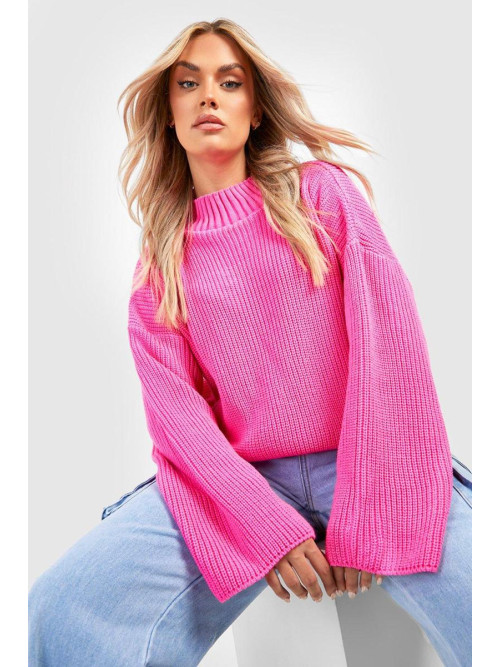 Плюс трикотажний джемпер з воронкою