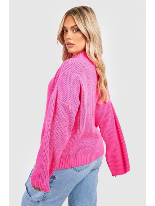 Плюс трикотажний джемпер з воронкою