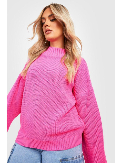 Плюс трикотажний джемпер з воронкою