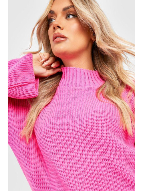 Плюс трикотажний джемпер з воронкою