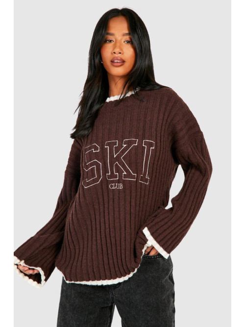 Маленький в'язаний джемпер з вишитою рубчиком