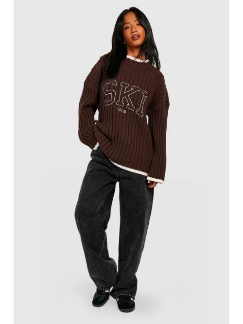 Маленький в'язаний джемпер з вишитою рубчиком