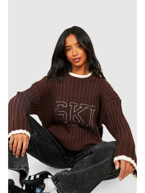 Маленький в'язаний джемпер з вишитою рубчиком