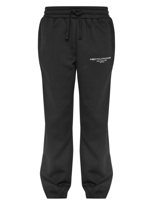 Чорні широкі джоггери з колективним принтом PRETTYLITTLETHING