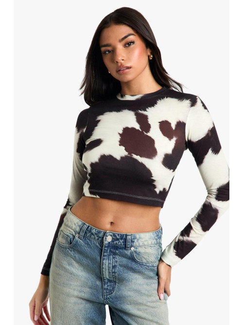 ТОП З ДОВГИМ РУКАВОМ ПРИНТОМ КОРОВА