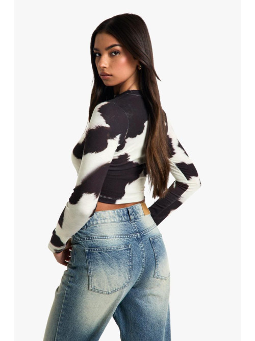 ТОП З ДОВГИМ РУКАВОМ ПРИНТОМ КОРОВА