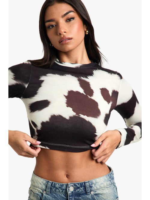 ТОП З ДОВГИМ РУКАВОМ ПРИНТОМ КОРОВА