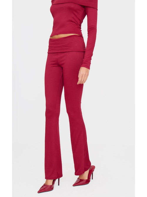 Бордовий Soft Touch Fold Over Skinny Flars