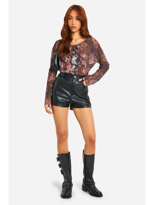 Топ з довгими рукавами з оборками спереду