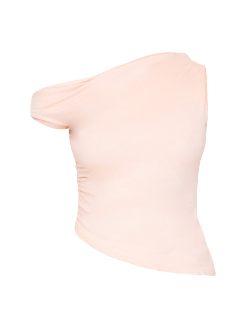 Довгий топ із кремовою штучною замшею з асиметричним подолом