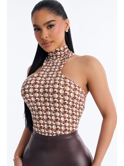 Боді без рукавів з імітацією горла у ретро-стилі