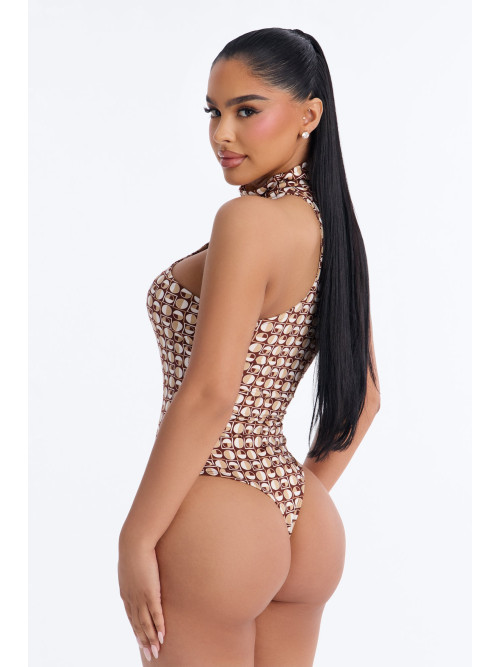 Боді без рукавів з імітацією горла у ретро-стилі