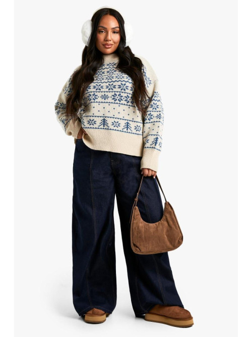 Плюс преміальний в'язаний джемпер із різдвяною ярмаркою