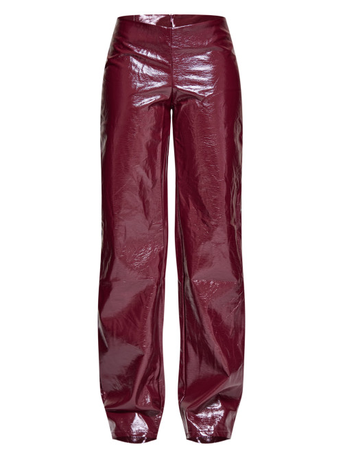 Бордові брюки зі штучної шкіри