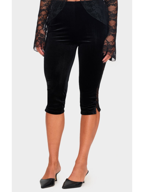 Чорні мереживні оксамитові капрі з боків