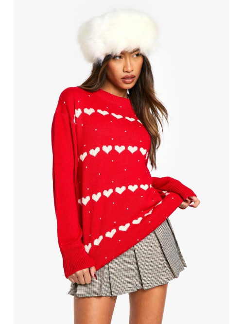 Великий джемпер із різдвяними сердечками