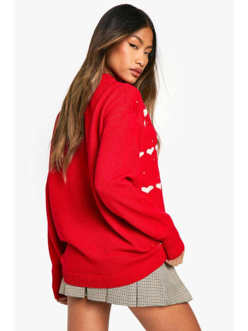 Великий джемпер із різдвяними сердечками