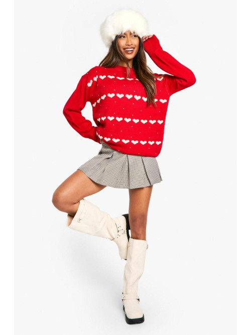 Великий джемпер із різдвяними сердечками