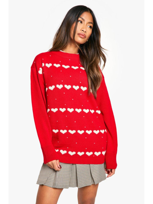 Великий джемпер із різдвяними сердечками