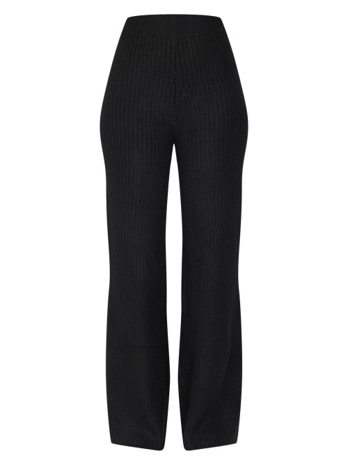 Високі чорні широкі трикотажні брюки в рубчик