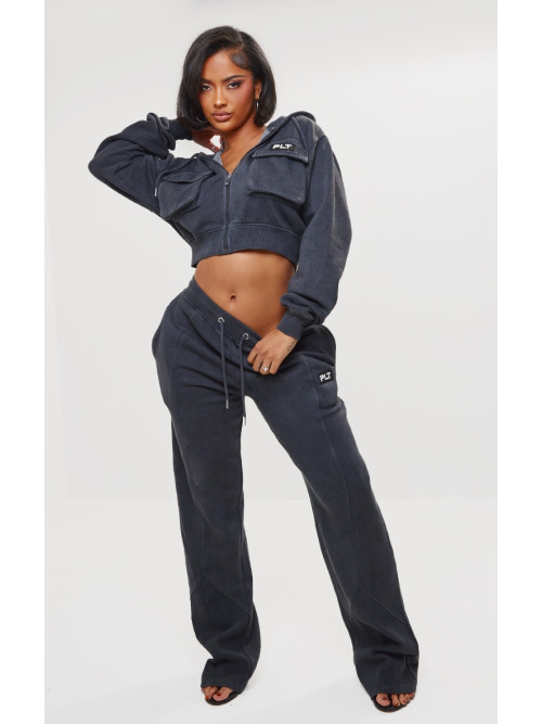 PrettyLittlething Form Mesked Mudcoal Wide Wide Neg Joggers