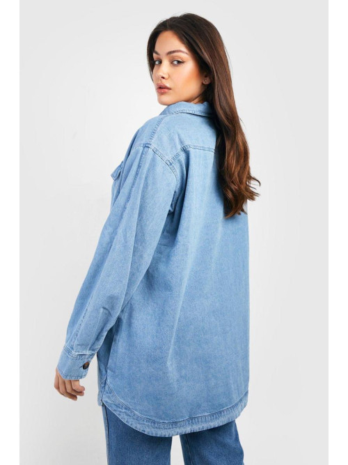 Плюс велика джинсова сорочка Acid Wash Pocket