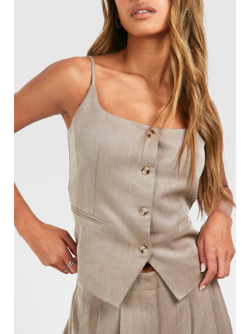 Контрастний жилет на ґудзиках із льону