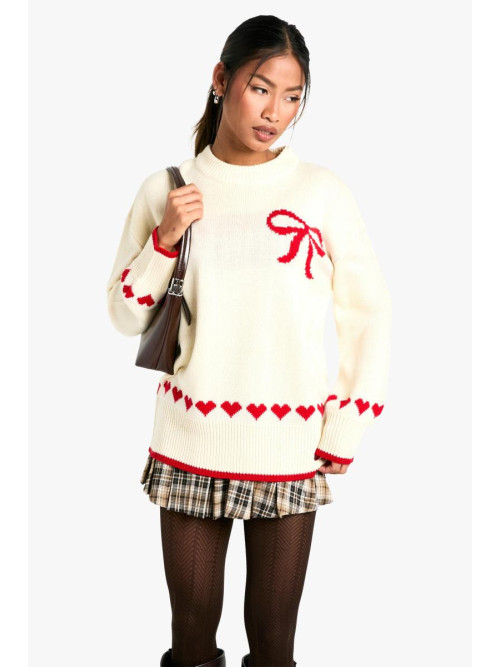 Величезний різдвяний джемпер із сердечками та бантом