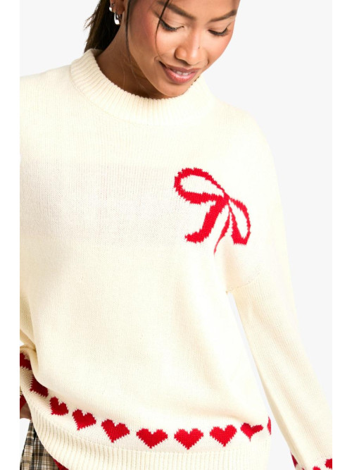 Величезний різдвяний джемпер із сердечками та бантом