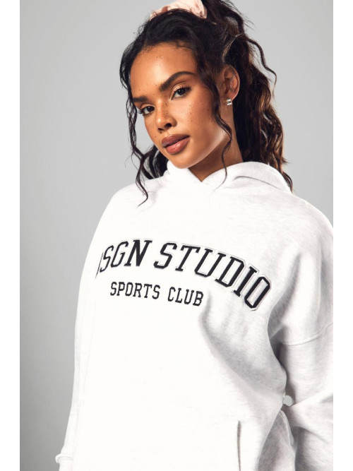 Попелясто-сірий оверсайз-худі Dsgn Studio Applique